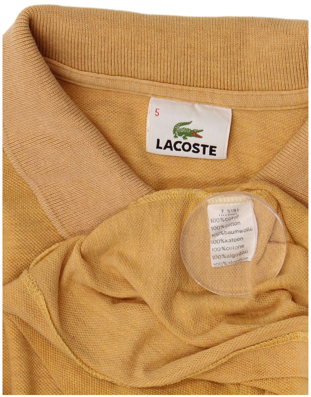 Lacoste Mens Long Sleeve Polo Shirt Size 5 Large Yellow Cotton