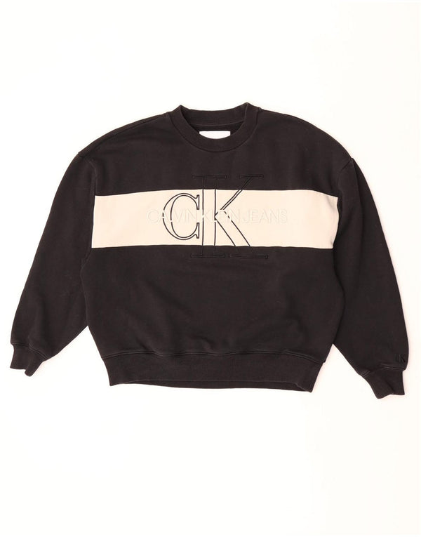 Calvin Klein Jeans Womens Oversized Sweatshirt Jumper UK 4 XS Black