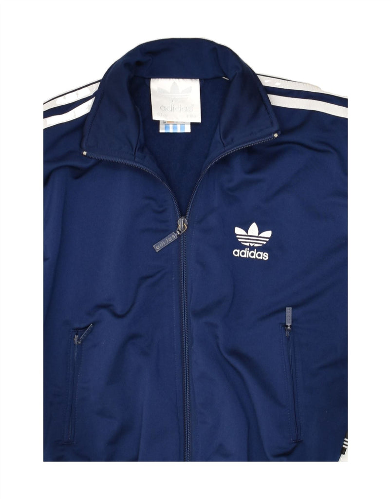 ADIDAS Boys Graphic Tracksuit Top Jacket 7-8 Years Navy Blue Polyester | Vintage Adidas | Thrift | Second-Hand Adidas | Used Clothing | Messina Hembry 