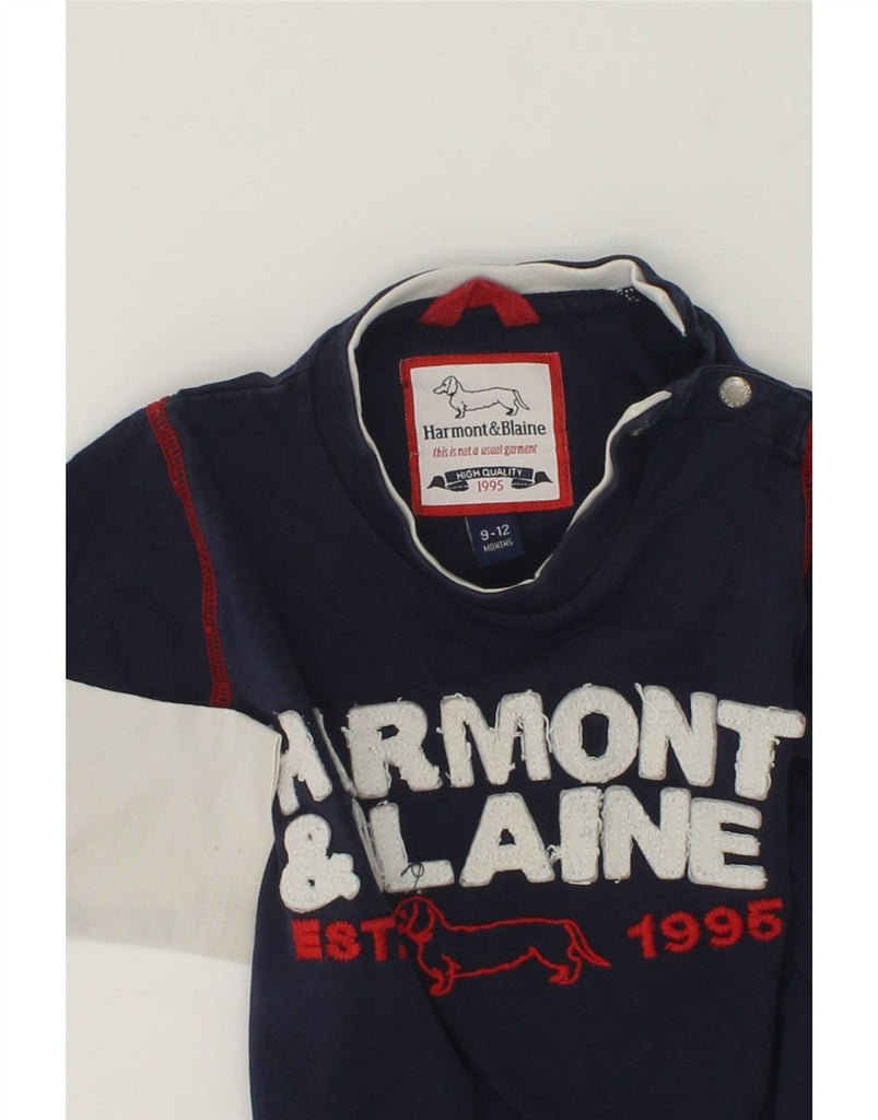 HARMONT & BLAINE Baby Boys Graphic Top Long Sleeve 9-12 Months Navy Blue | Vintage Harmont & Blaine | Thrift | Second-Hand Harmont & Blaine | Used Clothing | Messina Hembry 