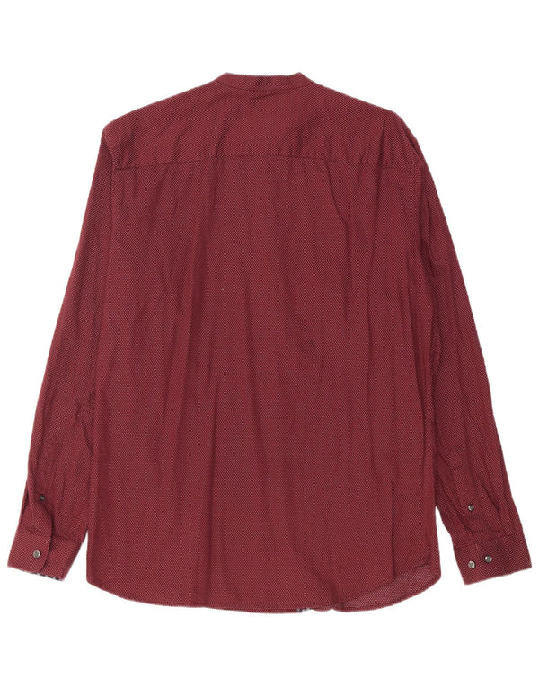 Jack & Jones Mens Slim Fit Shirt Large Burgundy Spotted Cotton
