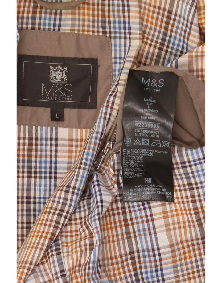 Marks & Spencer Mens Bomber Jacket UK 40 Large Brown Polyester