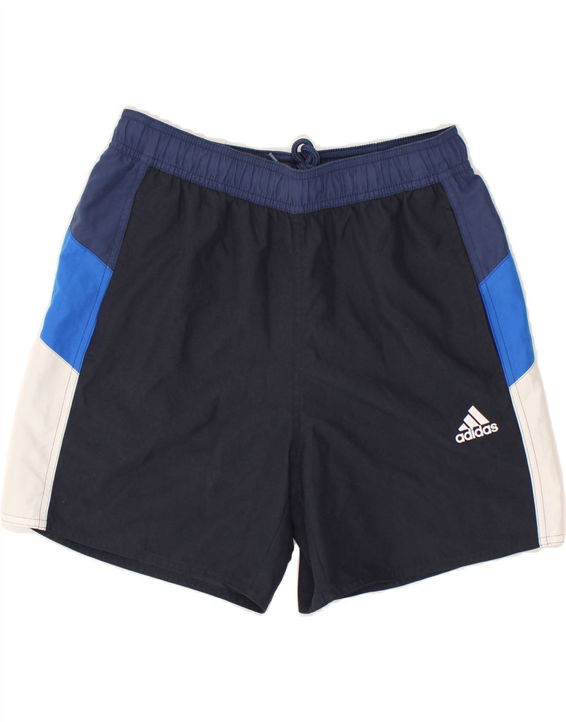ADIDAS Mens Sport Shorts Medium Navy Blue Colourblock Polyester | Vintage Adidas | Thrift | Second-Hand Adidas | Used Clothing | Messina Hembry 