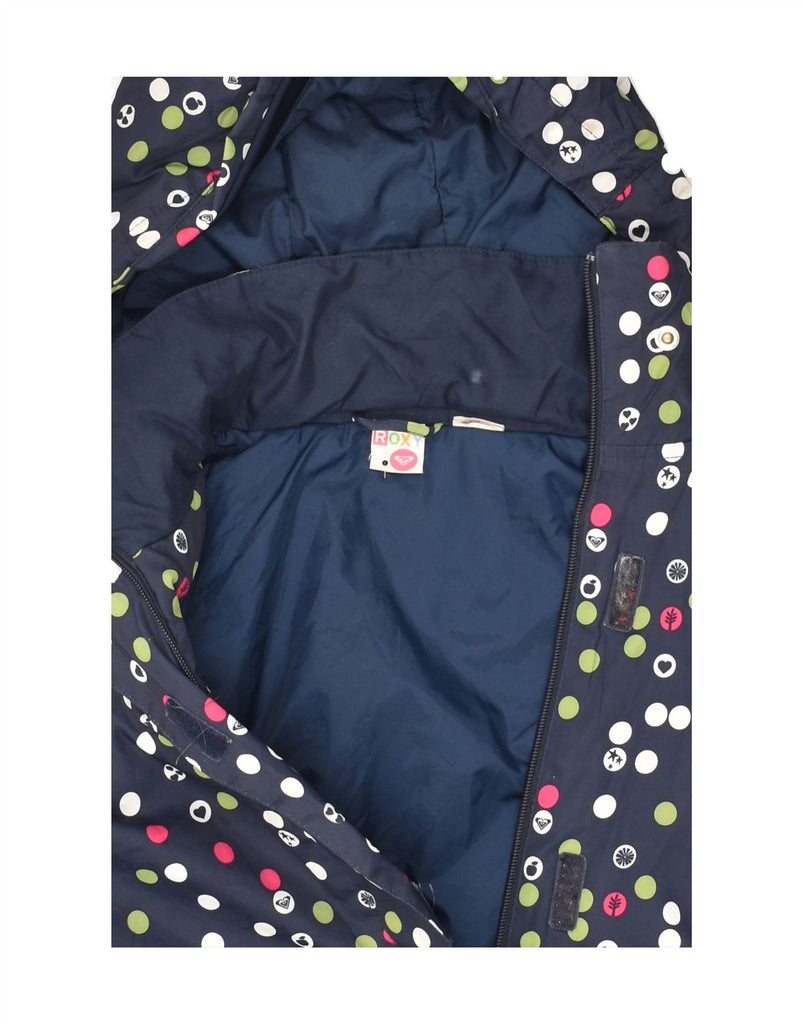 ROXY Womens Hooded Windbreaker Jacket UK 16 Large Navy Blue Spotted | Vintage Roxy | Thrift | Second-Hand Roxy | Used Clothing | Messina Hembry 