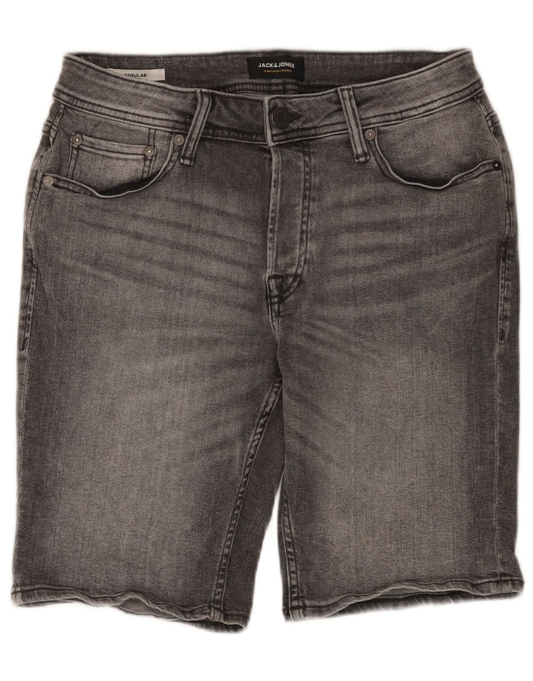 Jack & Jones Mens Regular Denim Shorts Small W29 Grey Cotton