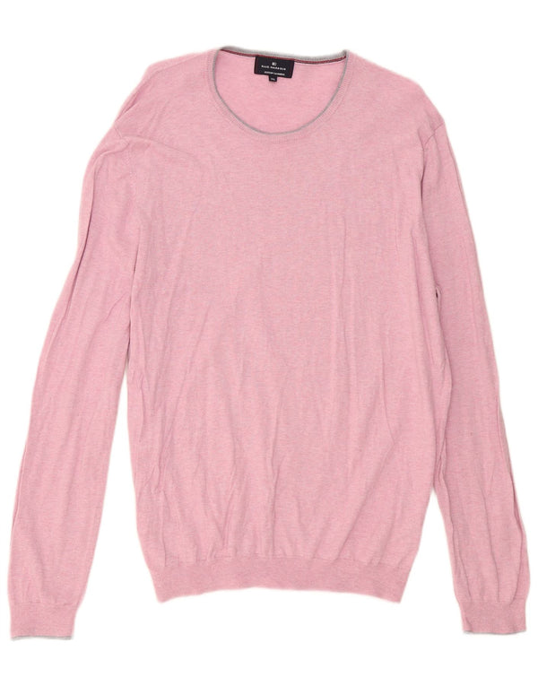Marks & Spencer Mens Blue Harbour Boat Neck Jumper Sweater XL Pink Cotton