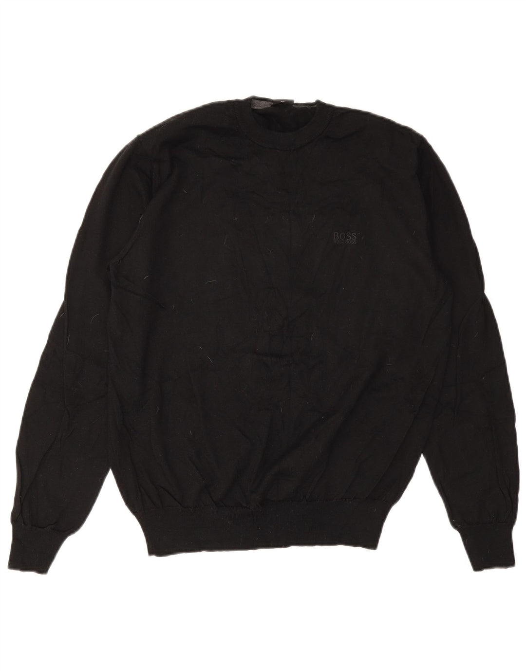 HUGO BOSS Mens Crew Neck Jumper Sweater XL Black Virgin Wool