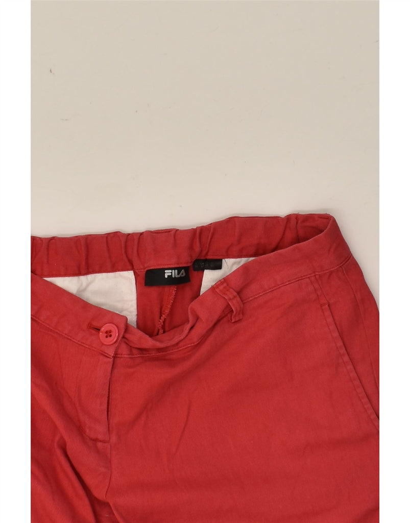 FILA Womens Straight Chino Trousers UK 14 Large W34 L29  Red Polyester | Vintage Fila | Thrift | Second-Hand Fila | Used Clothing | Messina Hembry 