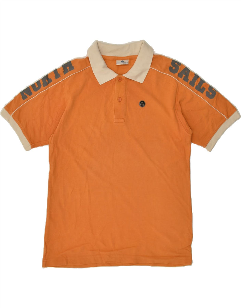 NORTH SAILS Mens Graphic Polo Shirt Large Orange Cotton | Vintage North Sails | Thrift | Second-Hand North Sails | Used Clothing | Messina Hembry 