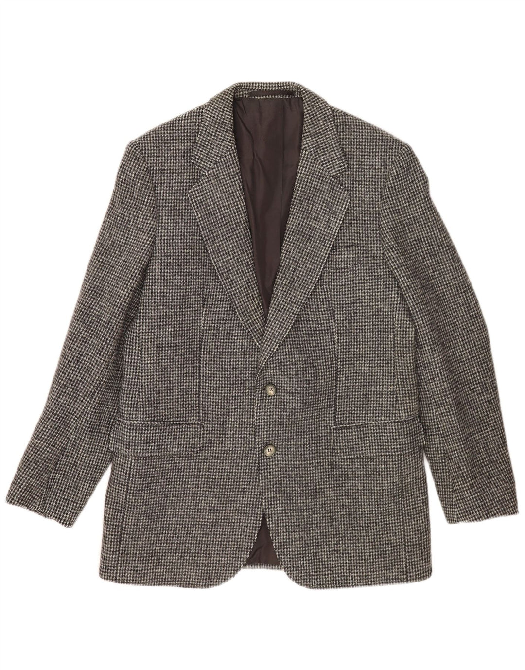 Harris Tweed Mens 2 Button Blazer Jacket UK 38 Medium Grey Check