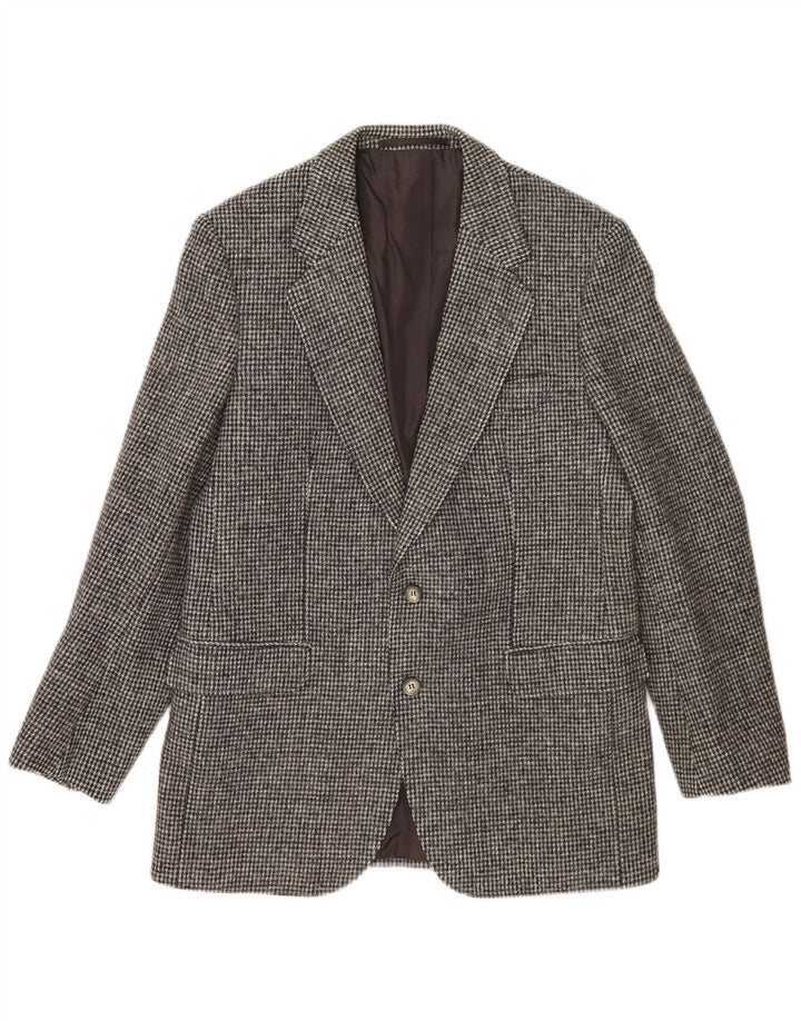 Harris Tweed Mens 2 Button Blazer Jacket UK 38 Medium Grey Check