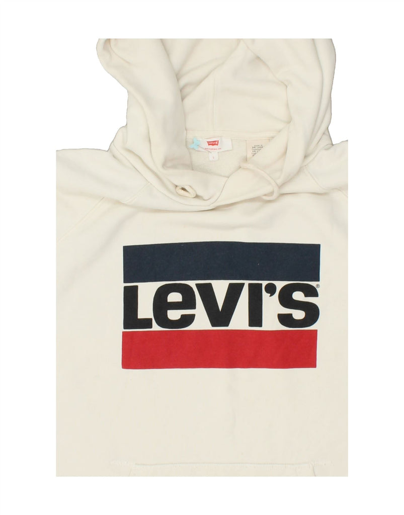 LEVI'S Mens Graphic Hoodie Jumper Large White Cotton | Vintage Levi's | Thrift | Second-Hand Levi's | Used Clothing | Messina Hembry 