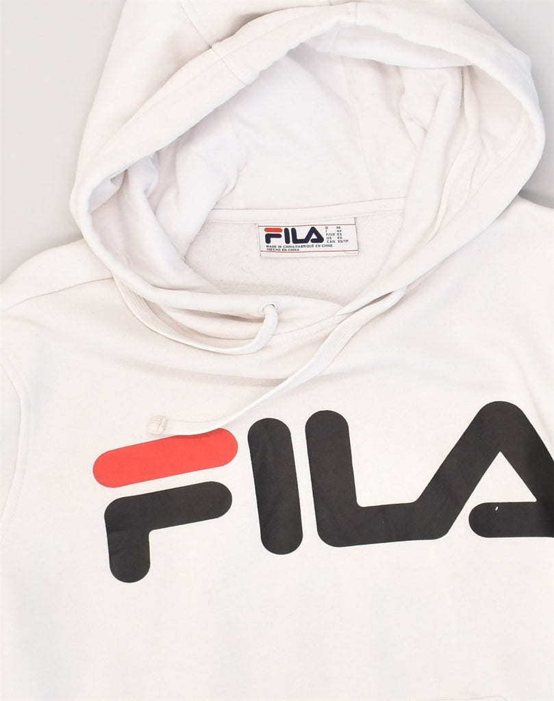 FILA Mens Graphic Hoodie Jumper XS White Cotton | Vintage Fila | Thrift | Second-Hand Fila | Used Clothing | Messina Hembry 