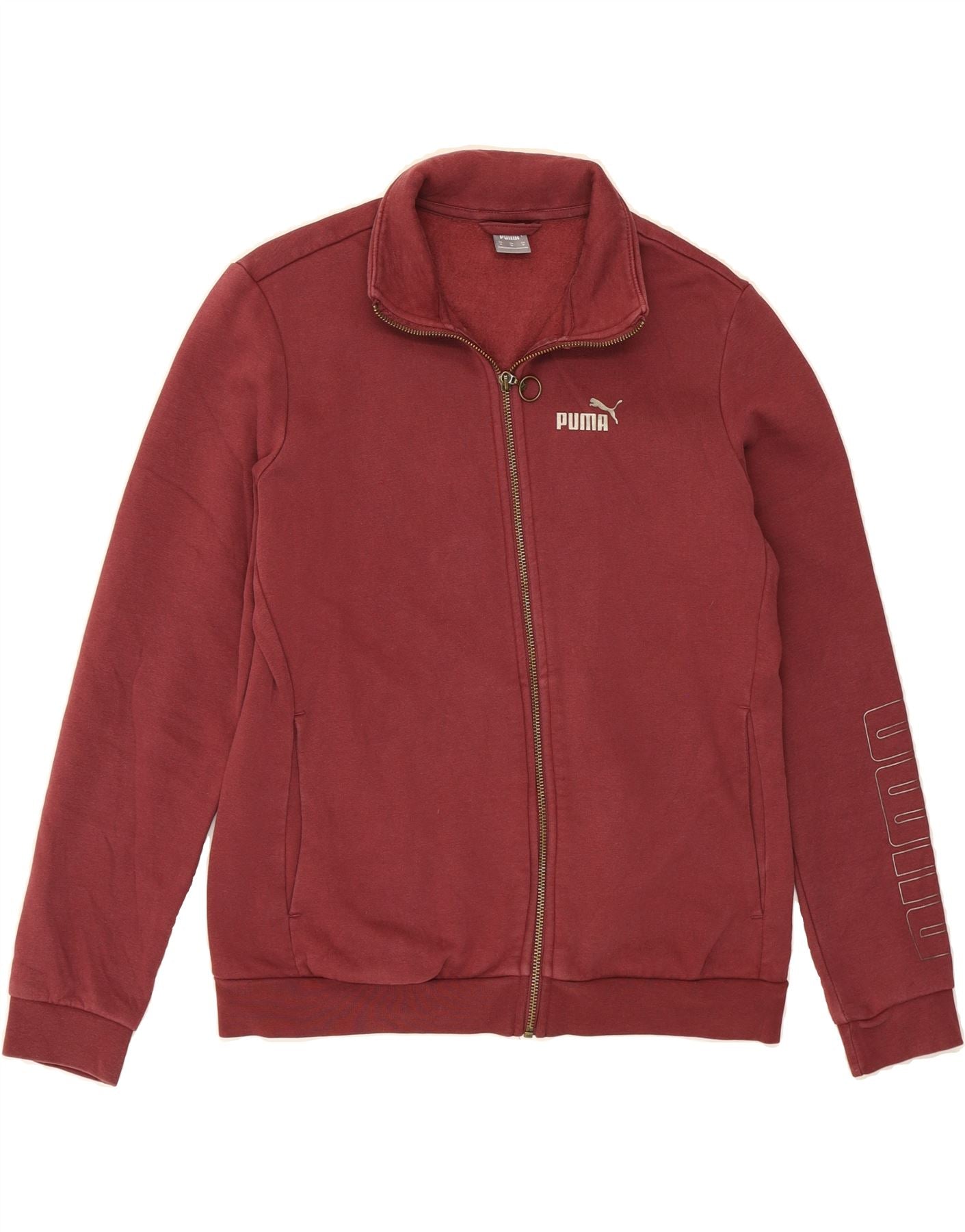 PUMA Womens Graphic Tracksuit Top Jacket UK 14 Medium Burgundy