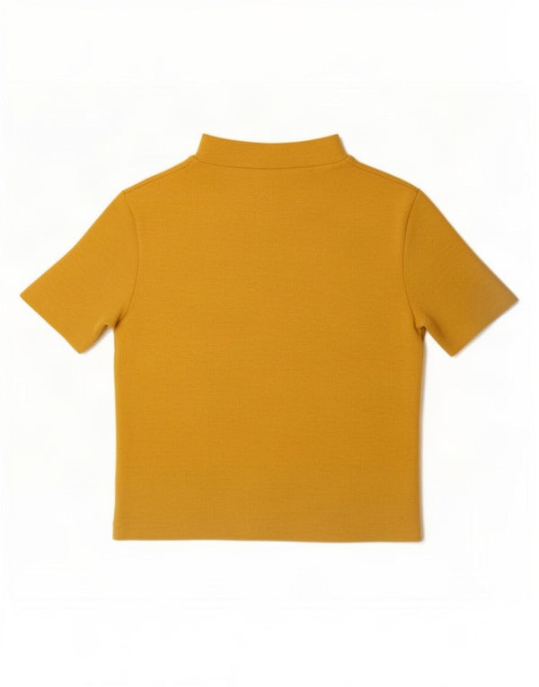 Zara Womens T-Shirt Top UK 12 Medium Yellow Cotton