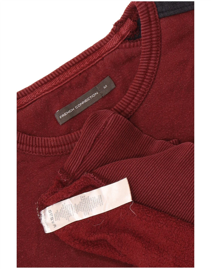 French Connection Mens Sweatshirt Jumper Medium Maroon Colourblock Cotton