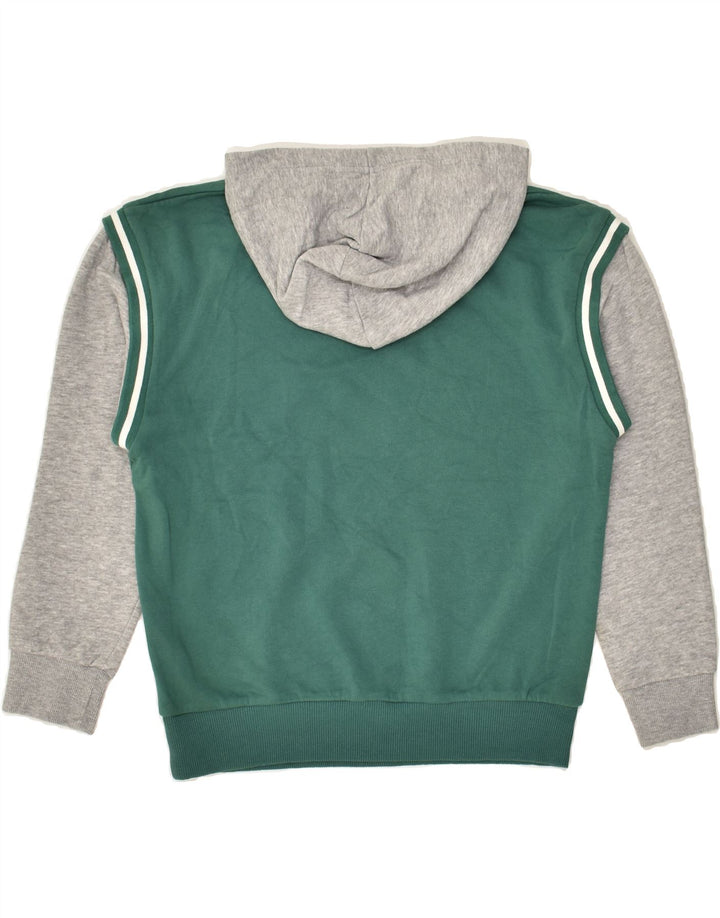 BENETTON Boys Graphic Hoodie Jumper 10-11 Years XL Green Colourblock | Vintage Benetton | Thrift | Second-Hand Benetton | Used Clothing | Messina Hembry 