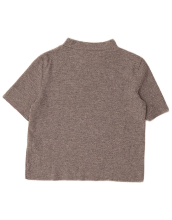 Zara Womens Crop T-Shirt Top UK 12 Medium Grey