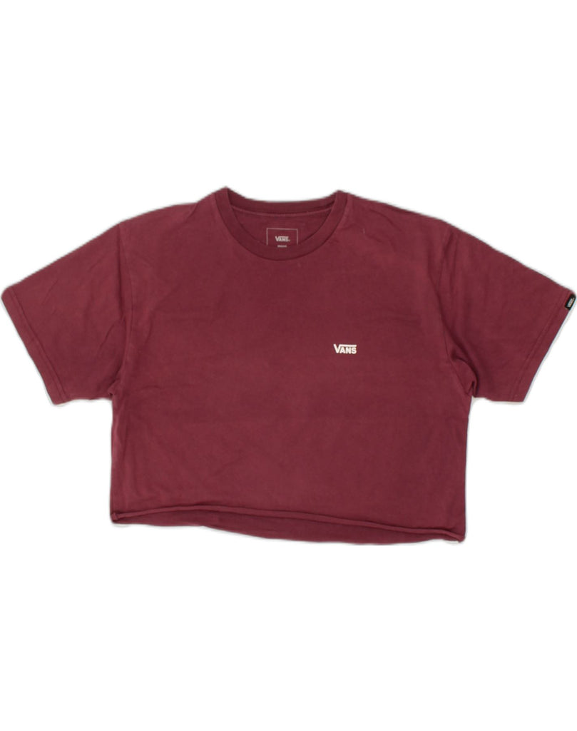 VANS Womens Classic Fit Crop Top UK 14 Medium Burgundy Cotton | Vintage Vans | Thrift | Second-Hand Vans | Used Clothing | Messina Hembry 