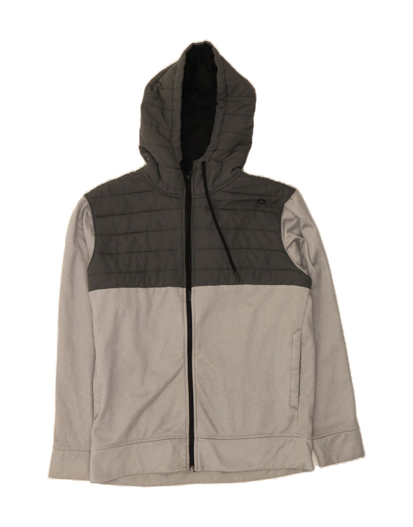 REEBOK Mens Zip Hoodie Sweater Medium Grey Colourblock Polyester Vintage Reebok and Second-Hand Reebok from Messina Hembry 