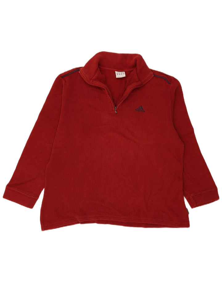 Adidas Mens Zip Neck Sweatshirt Jumper Medium Red