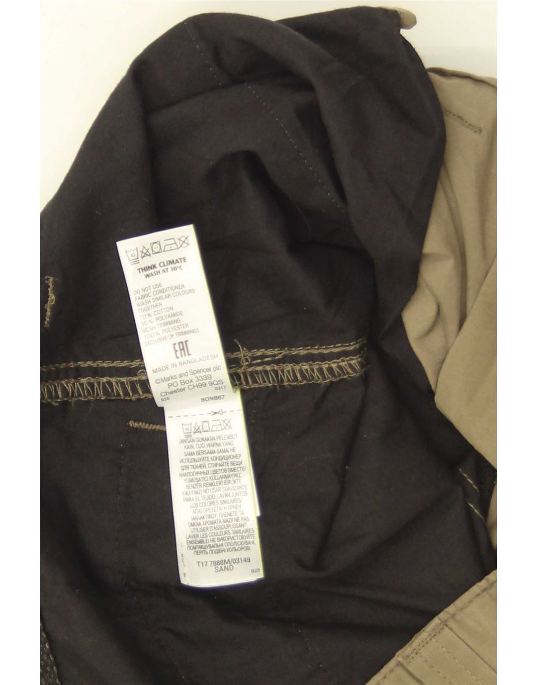 Marks & Spencer Mens Cargo Shorts W34 Large Khaki Cotton