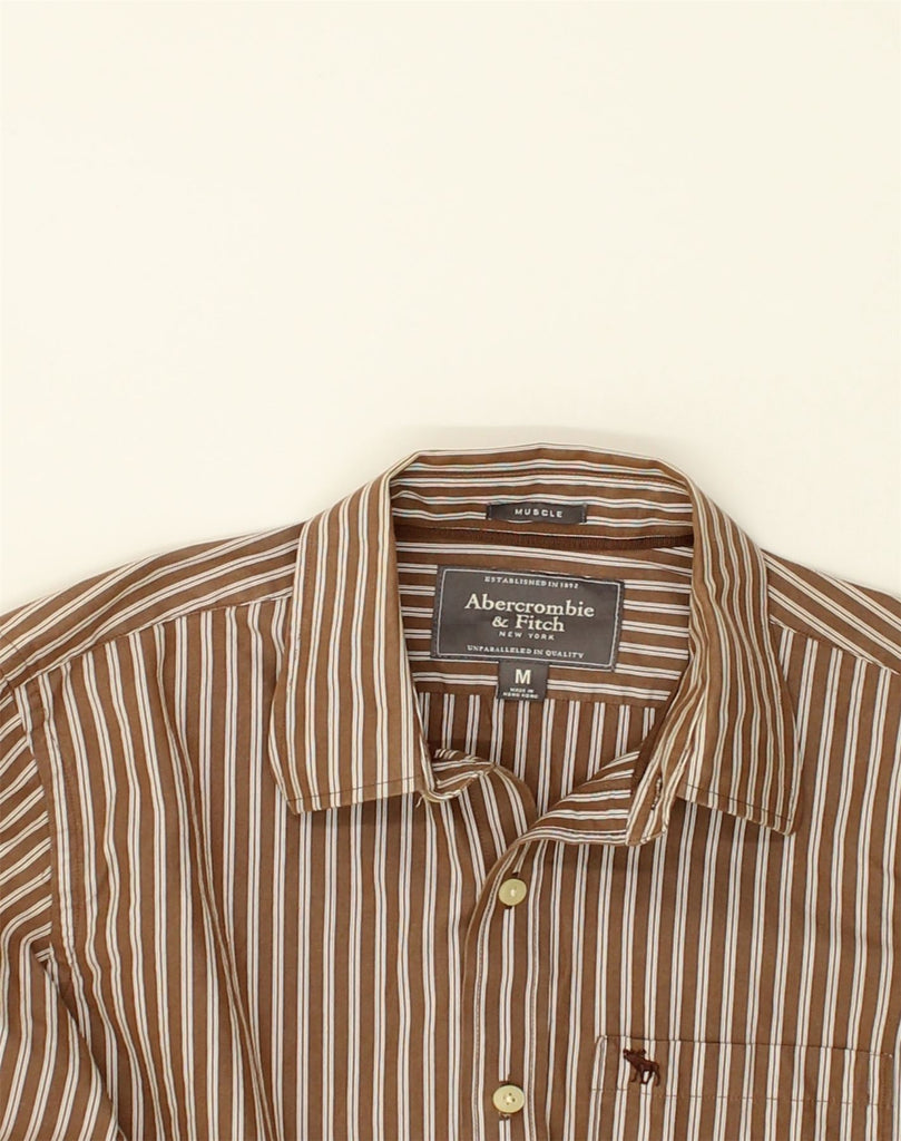 ABERCROMBIE & FITCH Mens Muscle Shirt Medium Brown Striped Cotton | Vintage Abercrombie & Fitch | Thrift | Second-Hand Abercrombie & Fitch | Used Clothing | Messina Hembry 