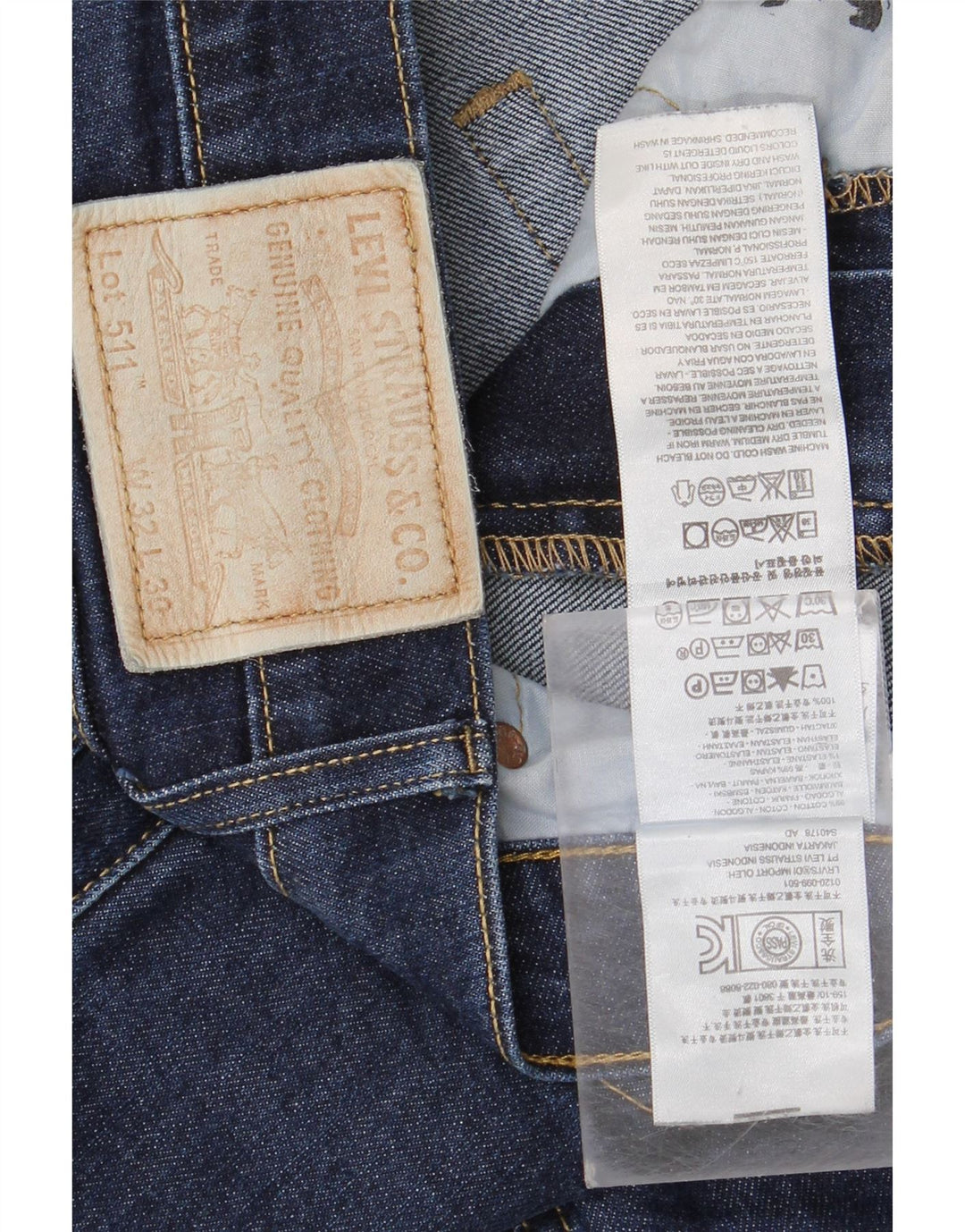Levi's Mens 511 Slim Jeans W32 L30 Navy Blue Cotton
