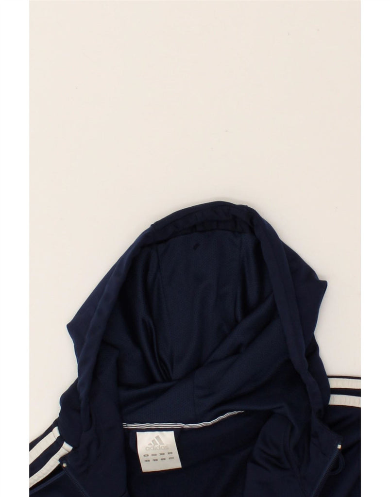 ADIDAS Mens Hooded Tracksuit Top Jacket Medium Navy Blue Polyester Vintage Adidas and Second-Hand Adidas from Messina Hembry 