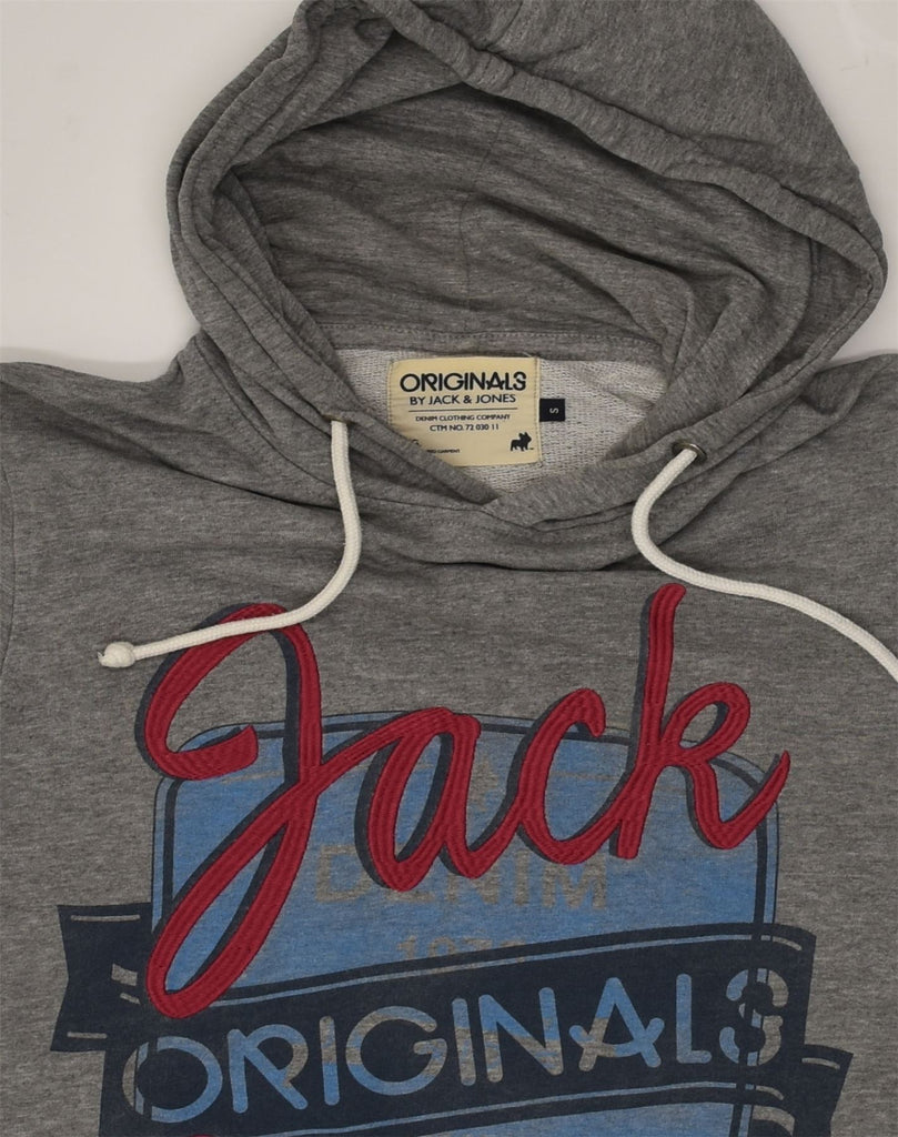 JACK & JONES Mens Graphic Hoodie Jumper Small Grey Cotton | Vintage Jack & Jones | Thrift | Second-Hand Jack & Jones | Used Clothing | Messina Hembry 