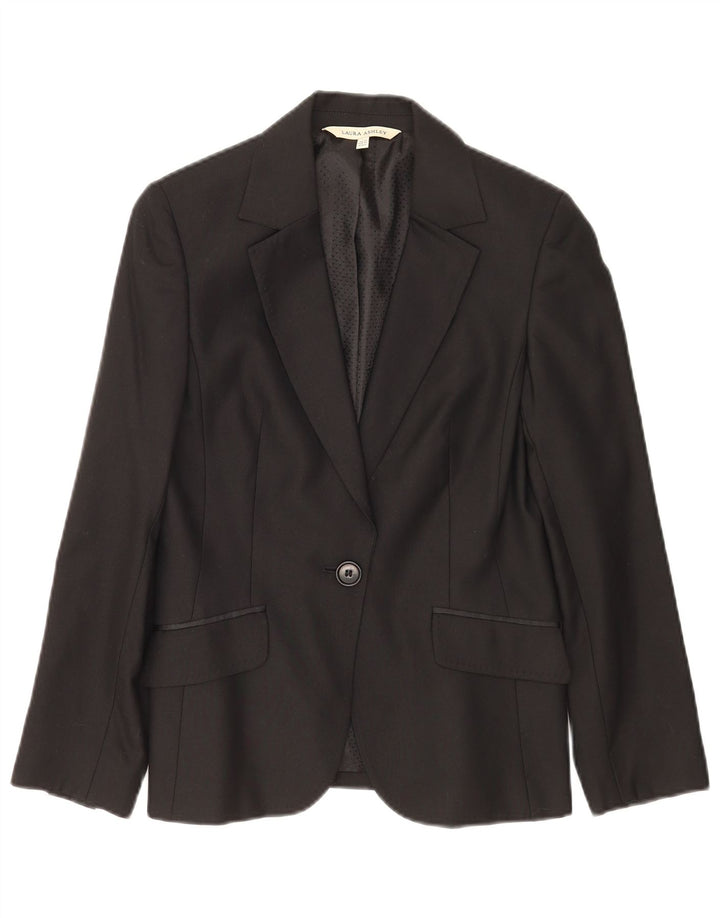 Laura Ashley Womens 1 Button Blazer Jacket UK 10 Small Black Wool