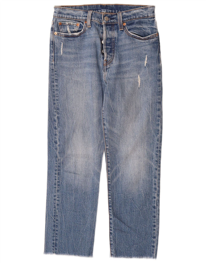 Levi's Womens Distressed Straight Jeans W27 L26 Blue Cotton