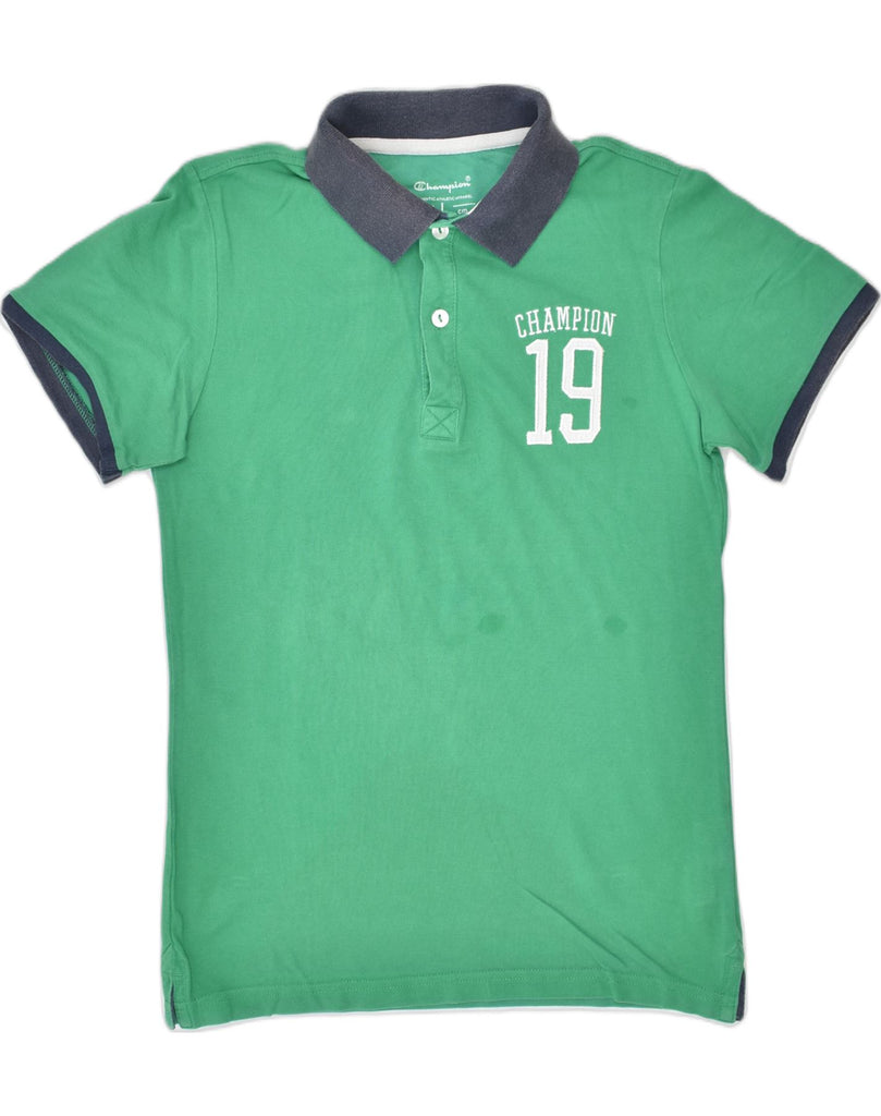 CHAMPION Boys Polo Shirt 11-12 Years Large Green Cotton | Vintage | Thrift | Second-Hand | Used Clothing | Messina Hembry 