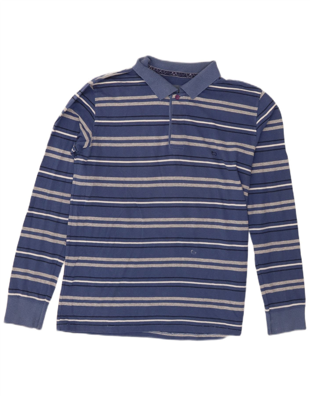 Woolrich Mens Long Sleeve Polo Shirt Medium Blue Striped Cotton