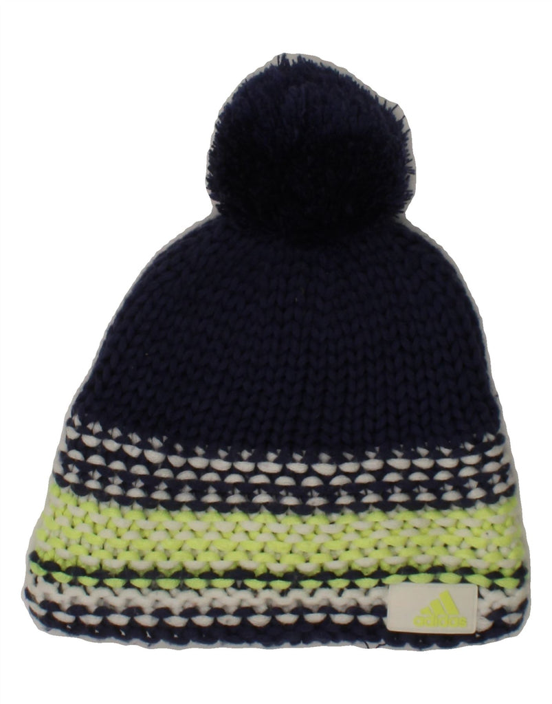 ADIDAS Boys Climawarm Bobble Hat One Size Navy Blue Colourblock Polyester Vintage Adidas and Second-Hand Adidas from Messina Hembry 