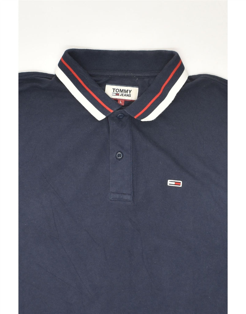 TOMMY HILFIGER Mens Polo Shirt Large Navy Blue Cotton | Vintage Tommy Hilfiger | Thrift | Second-Hand Tommy Hilfiger | Used Clothing | Messina Hembry 