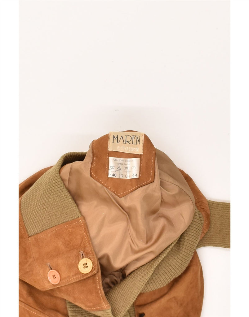 MAREN Mens Suede Bomber Jacket IT 46  Small Brown Leather | Vintage Maren | Thrift | Second-Hand Maren | Used Clothing | Messina Hembry 