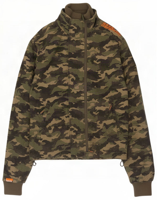 Superdry Womens Windbreaker Jacket UK 18 XL Green Camouflage