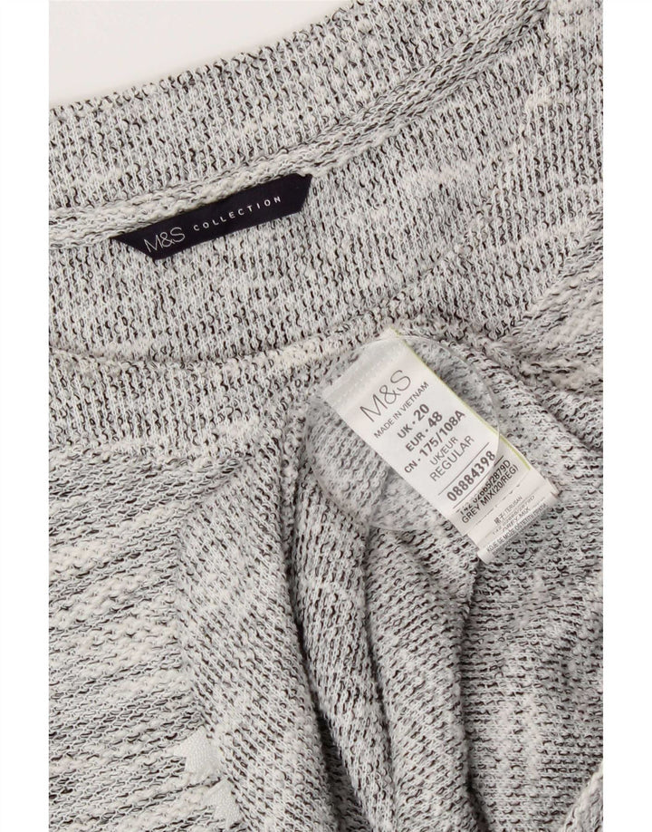 Marks & Spencer Womens 3/4 Sleeve Shift Dress UK 20 2XL Grey Flecked