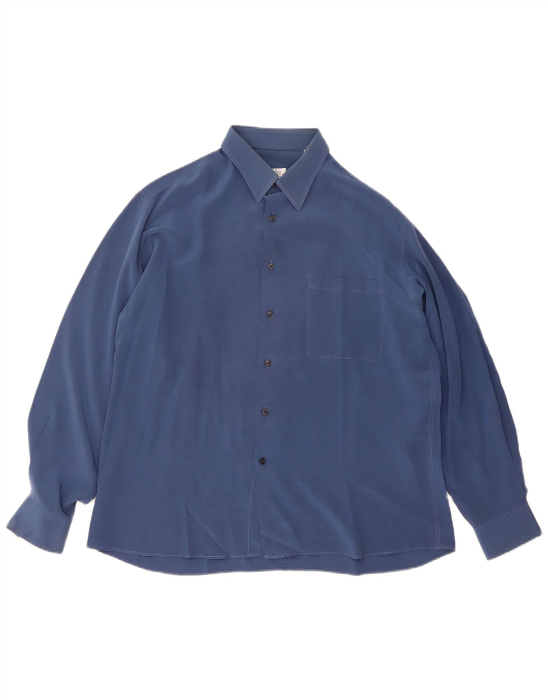 CASSERA Mens Shirt Size 42 16 1/2 Large Navy Blue Silk