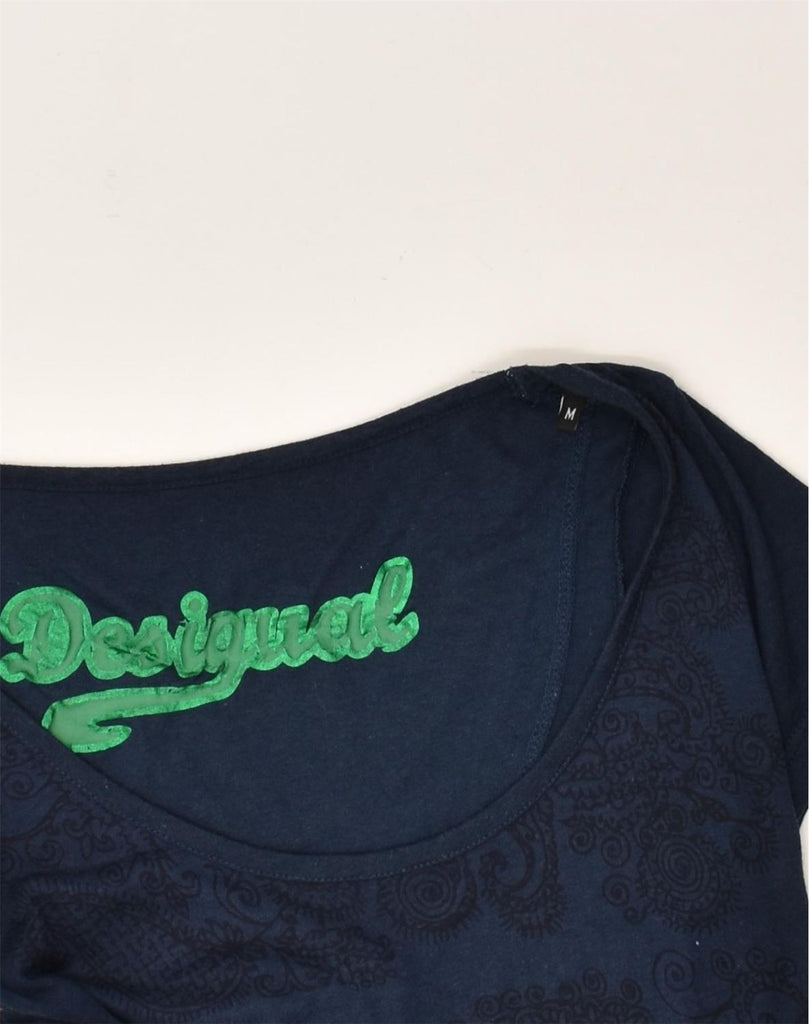 DESIGUAL Womens Asymmetrical Dress UK 12 Medium Navy Blue Patchwork Cotton | Vintage Desigual | Thrift | Second-Hand Desigual | Used Clothing | Messina Hembry 