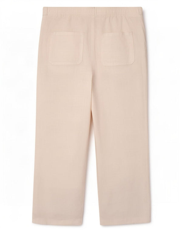 Marks & Spencer Womens Wide Leg Chino Trousers UK 18 XL W38 L27 White Linen