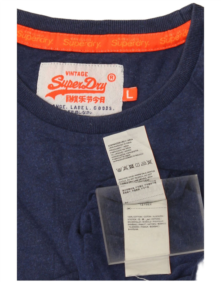 Superdry Mens T-Shirt Top Large Navy Blue Cotton