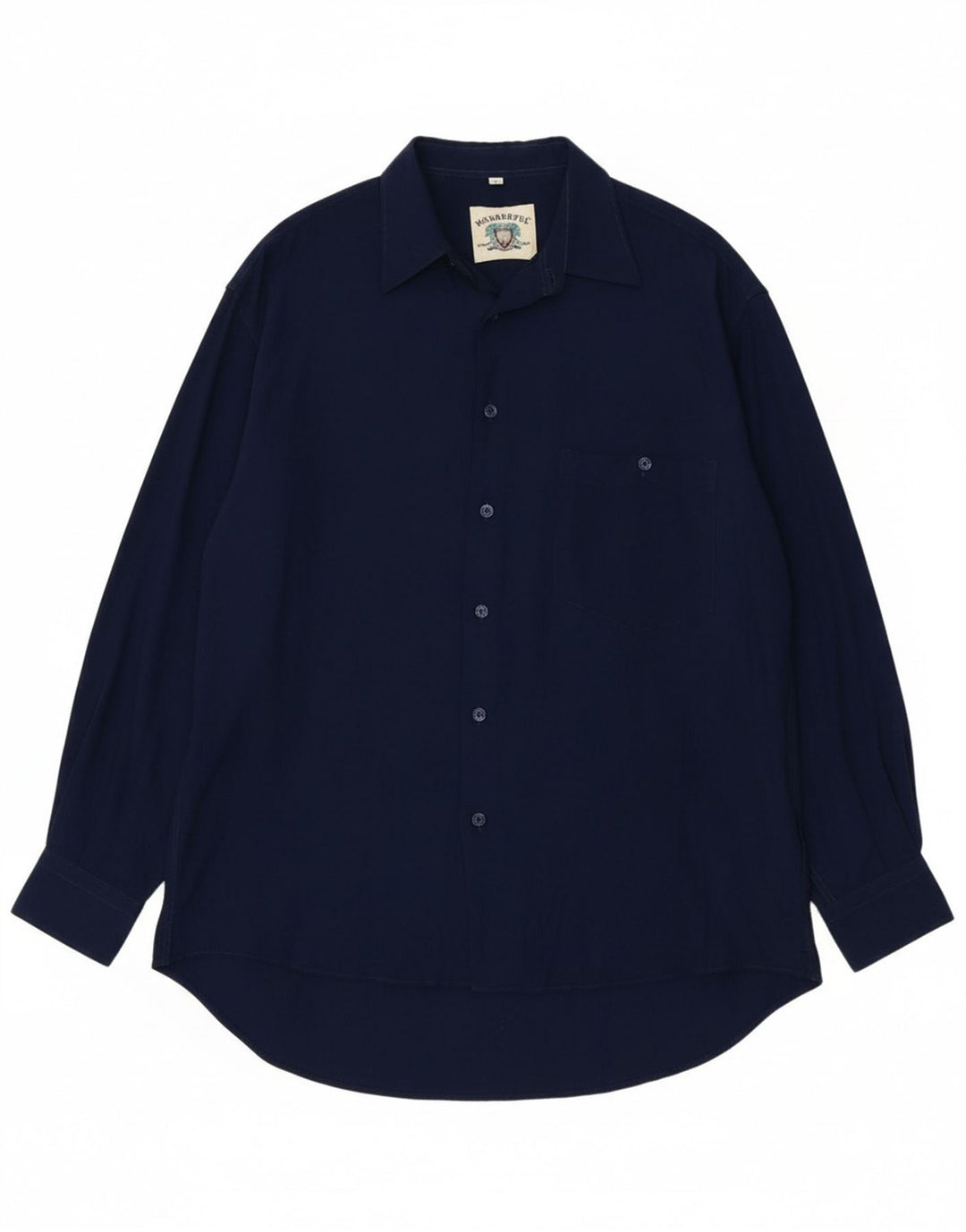VINTAGE Mens Shirt Medium Navy Blue Viscose