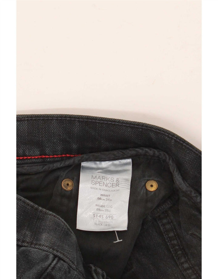 Marks & Spencer Mens Blue Harbour Straight Jeans W34 L35 Black Cotton