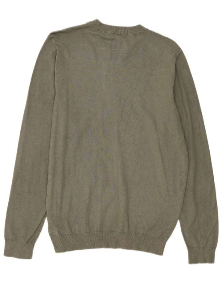 Zara Mens Crew Neck Jumper Sweater Small Khaki