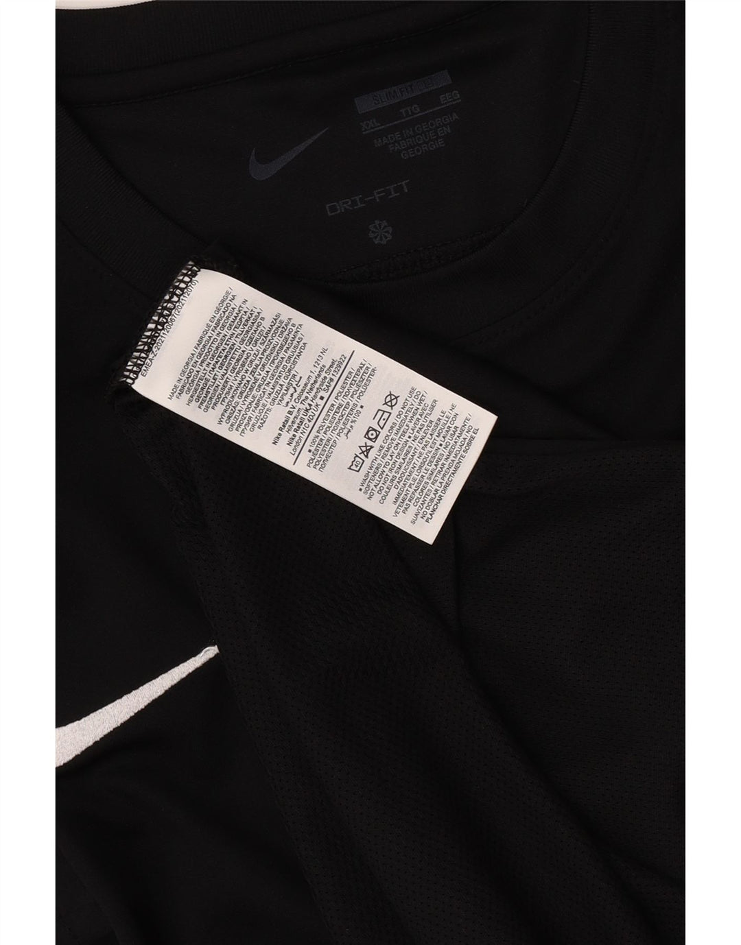 Nike Mens Dri Fit Slim Fit T-Shirt Top 2XL Black Polyester
