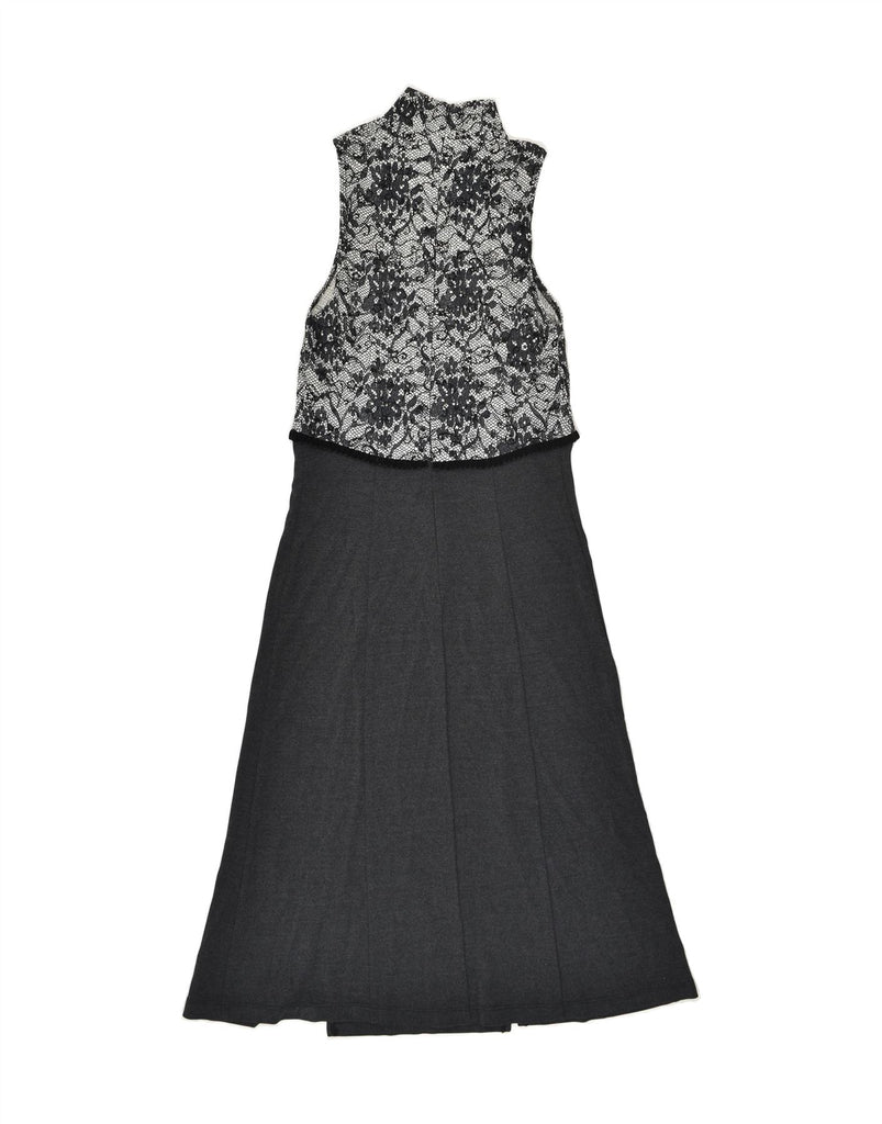 VINTAGE Womens Sleeveless Maxi Dress UK 6 XS Grey Floral | Vintage Vintage | Thrift | Second-Hand Vintage | Used Clothing | Messina Hembry 