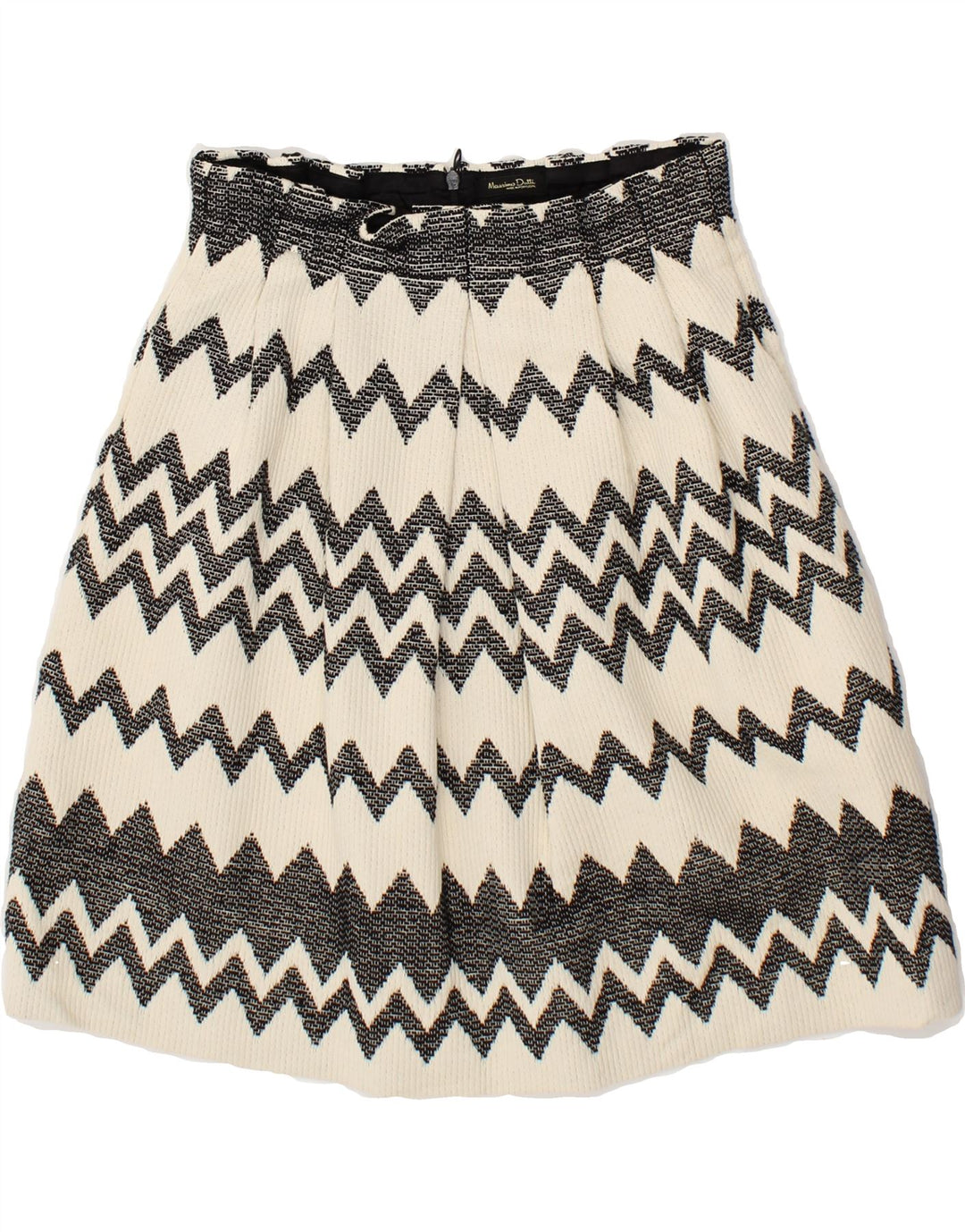 MASSIMO DUTTI Womens A-Line Skirt W26 Small Off White Chevron Viscose Vintage Massimo Dutti and Second-Hand Massimo Dutti from Messina Hembry 