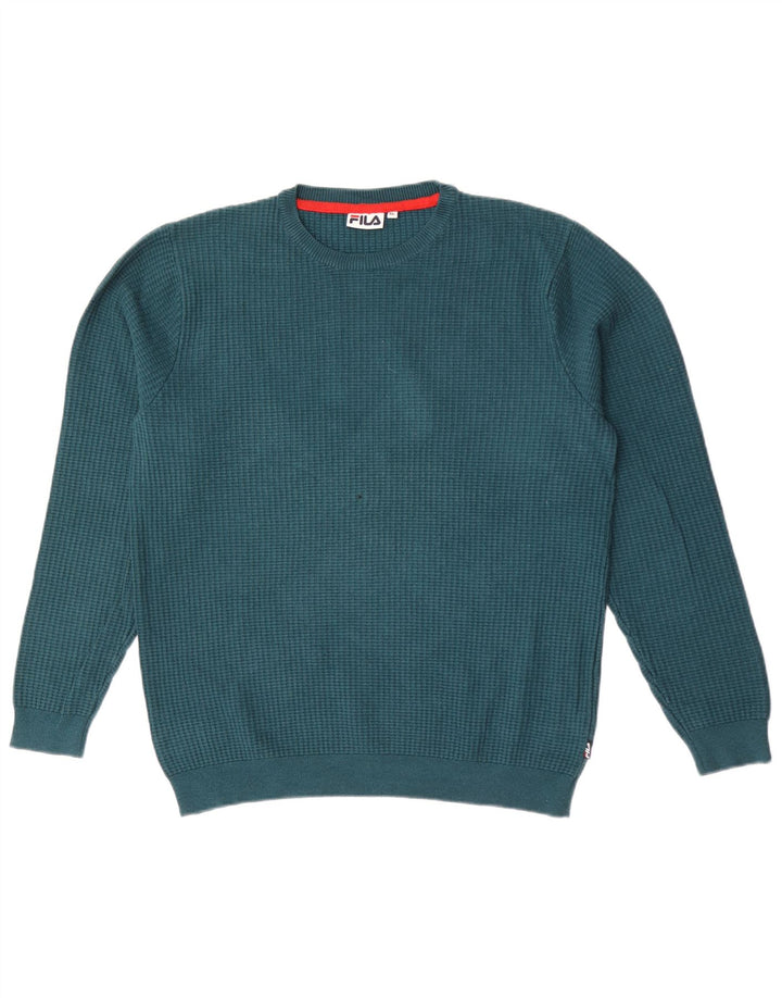 Fila Mens Crew Neck Jumper Sweater XL Blue Cotton